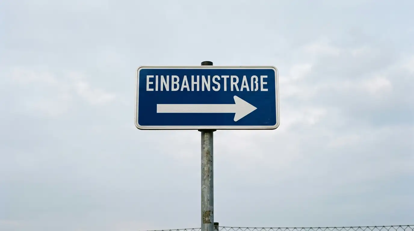 Symbolische Einbahnstraße mit Pfeil in nur eine Richtung als Bild für die fehlende Auszahlung