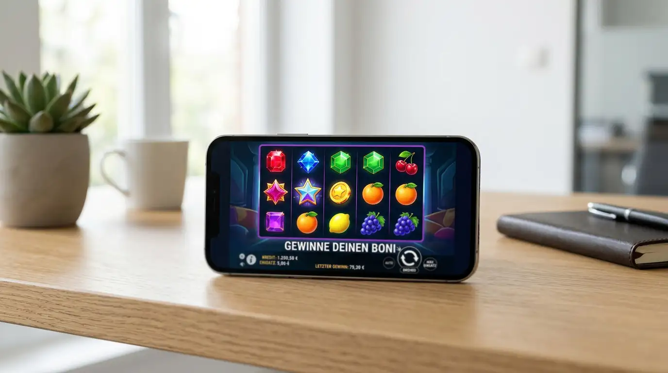 Smartphone mit generischen Slot-Symbolen ohne Markenzeichen auf dem Display
