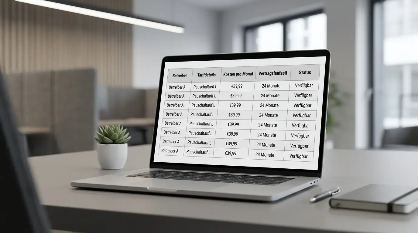 Vergleichstabelle deutscher Casinos auf Laptop-Bildschirm