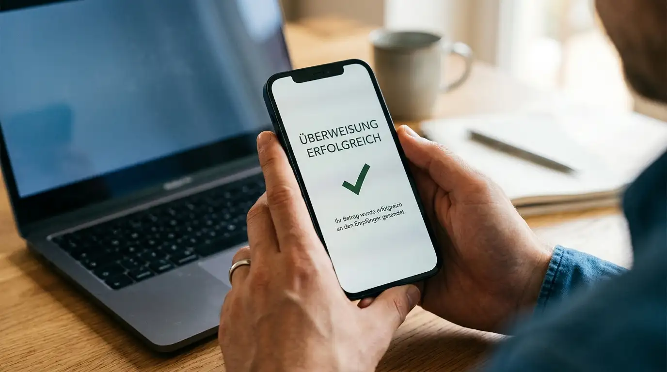 Smartphone mit TAN-Bestätigung während einer Klarna-Sofortüberweisung ins Online-Casino
