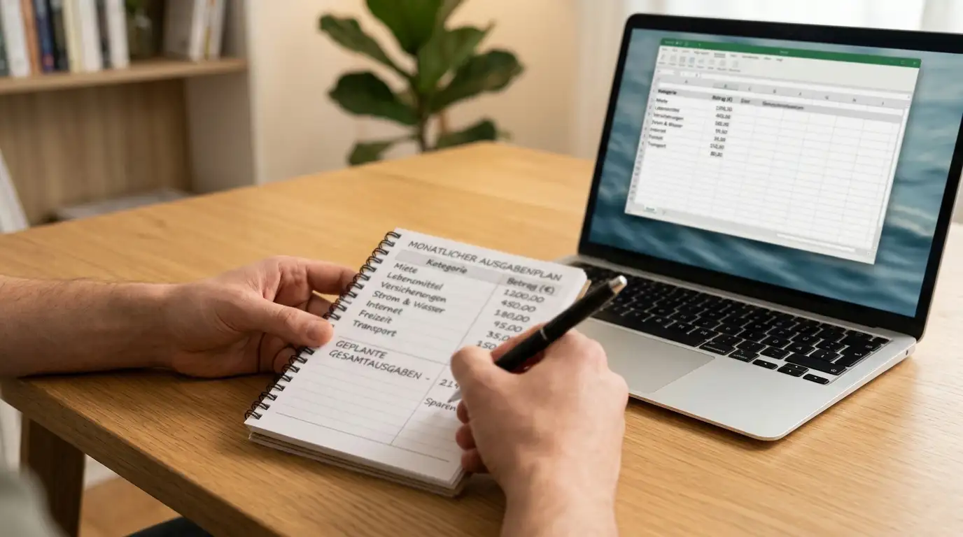 Notizbuch mit Budgetplanung für kleine Einsätze am Live-Baccarat-Tisch