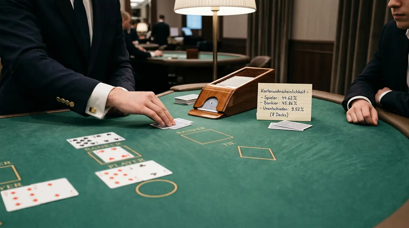 Baccarat-Tisch mit übersichtlicher Darstellung von Banker- und Player-Wetten