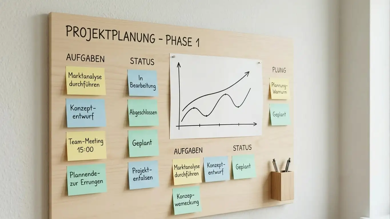 Planungsboard mit Notizen zu einem monatlichen Einzahlungslimit