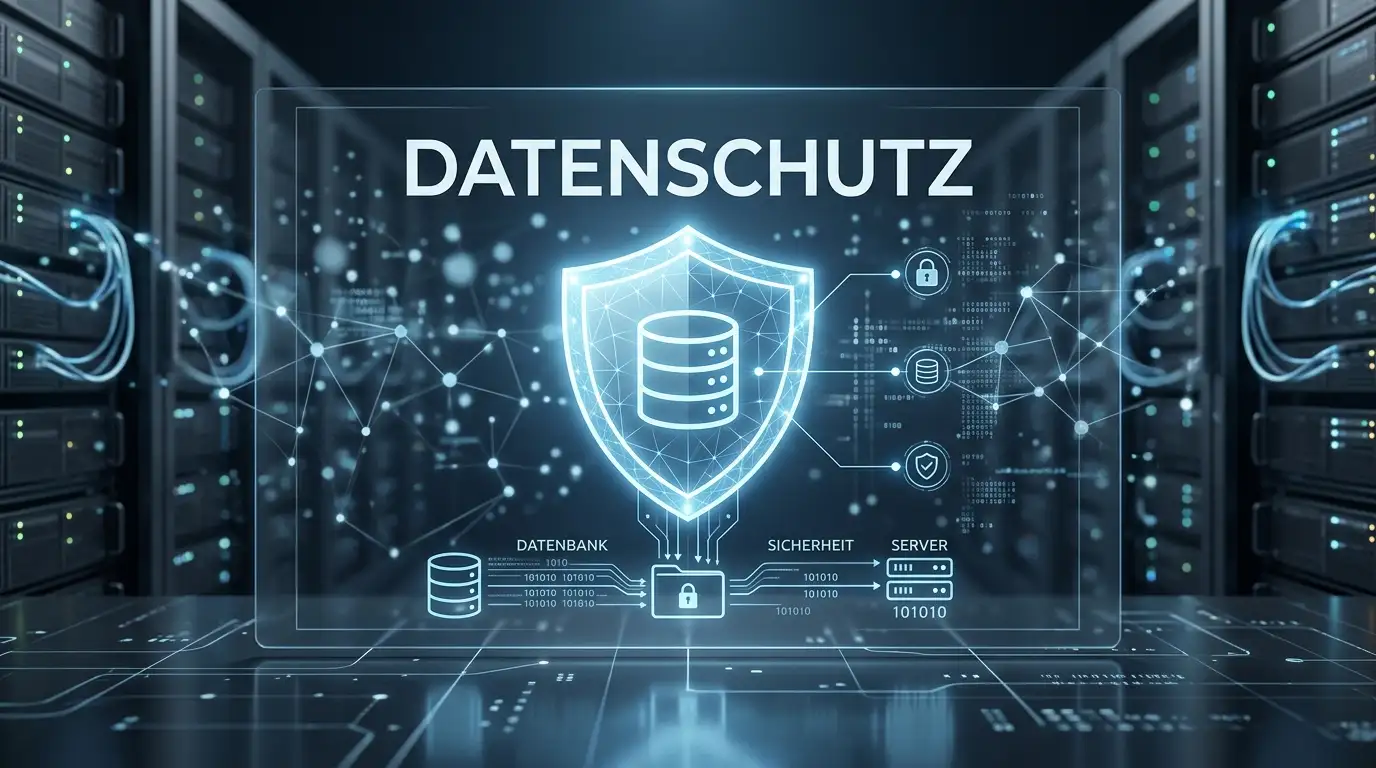 Digitales Sicherheitssystem-Symbol mit Schutzschild und Datenbank
