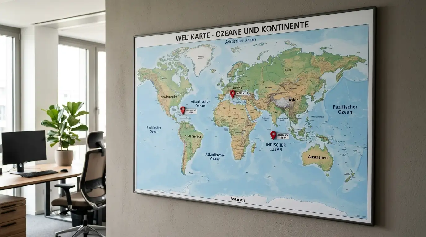 Weltkarte mit markierten Offshore-Lizenz-Jurisdiktionen: Curaçao, Malta, Anjouan