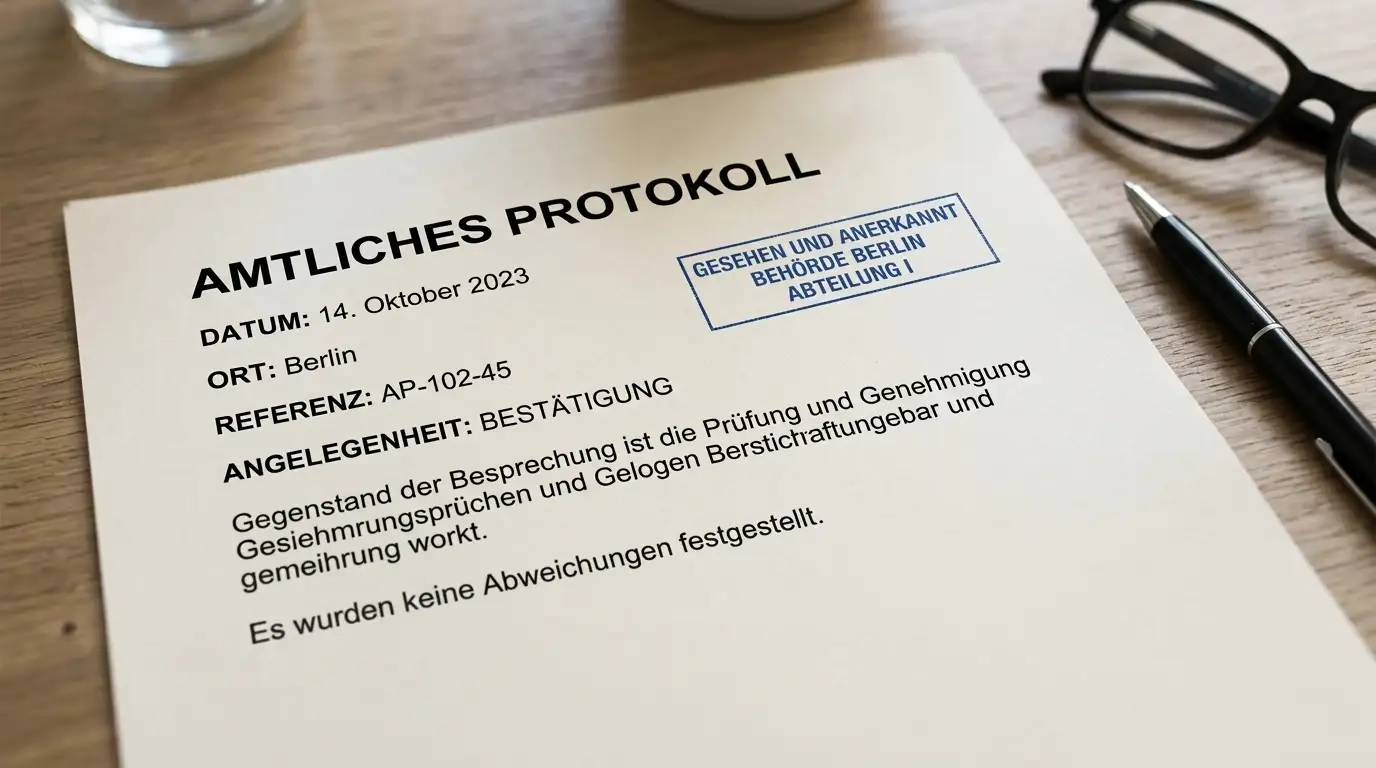 Neutrales Auskunftsdokument mit Stempel als Sinnbild für den Schufa-Eintrag