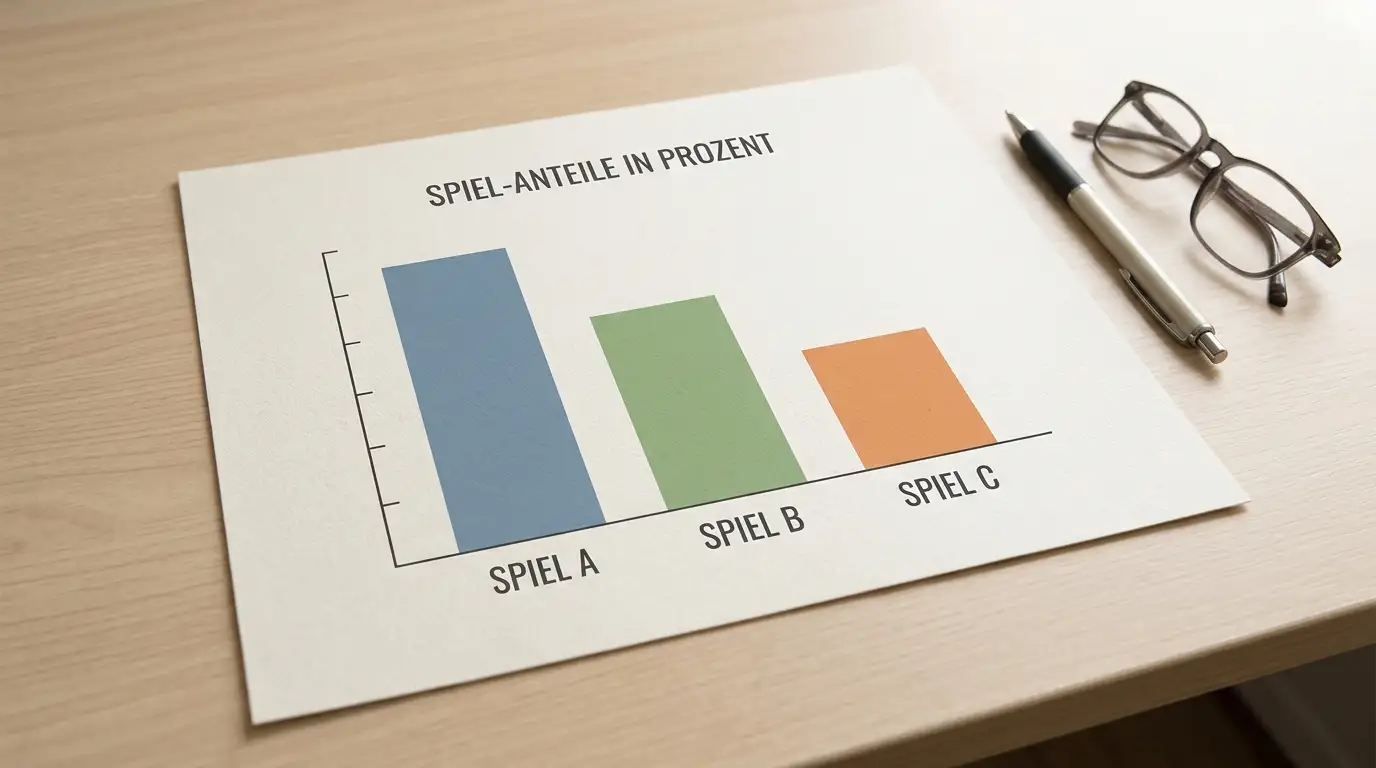 Einfaches Diagramm mit Balken zur Spielgewichtung auf Papier liegend