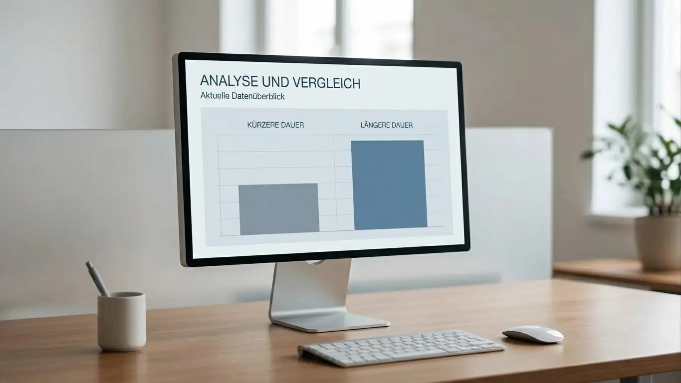 Schlichtes Balkendiagramm ohne Zahlenangaben auf einem Bildschirm