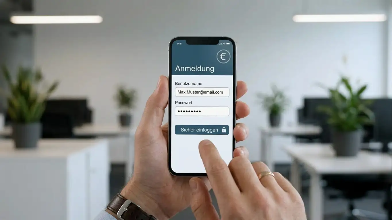 Smartphone mit Banking-App-Interface für Pay N Play Einzahlung