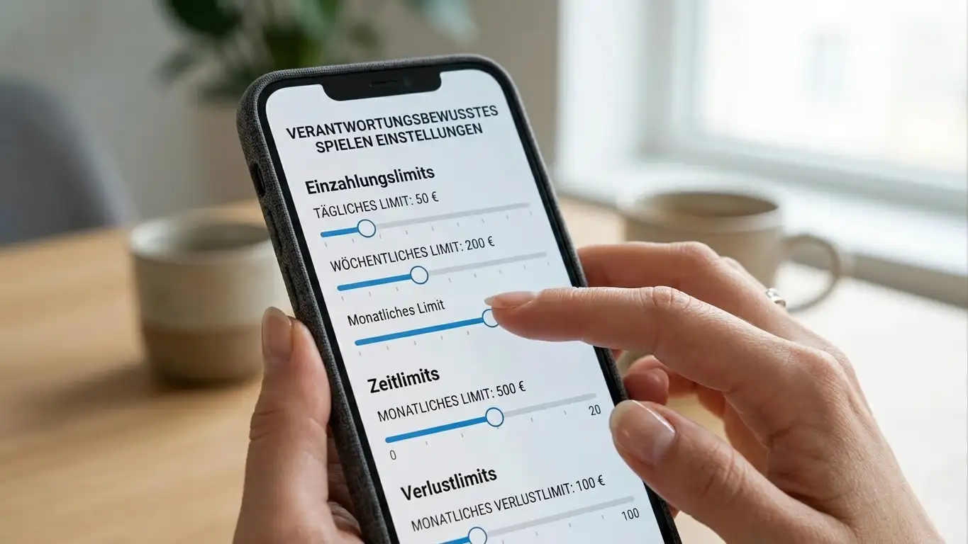 Person setzt Limit in Casino-App auf Smartphone