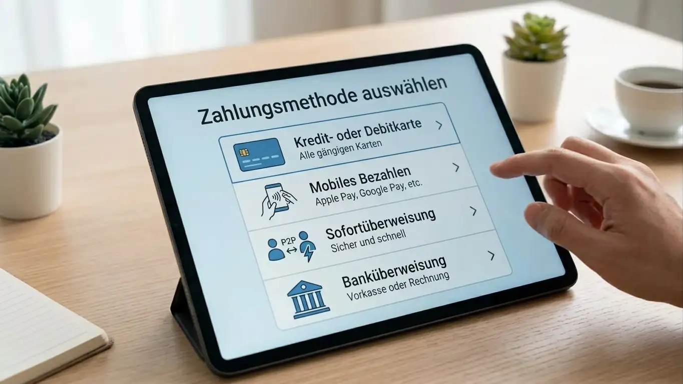 Vergleich verschiedener Zahlungsmethoden bei deutschen Online-Casinos auf Tablet
